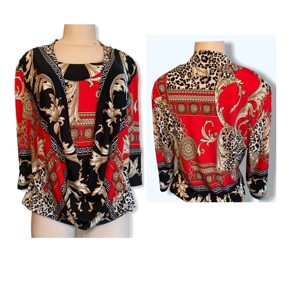 Joseph Ribkoff leopard red top